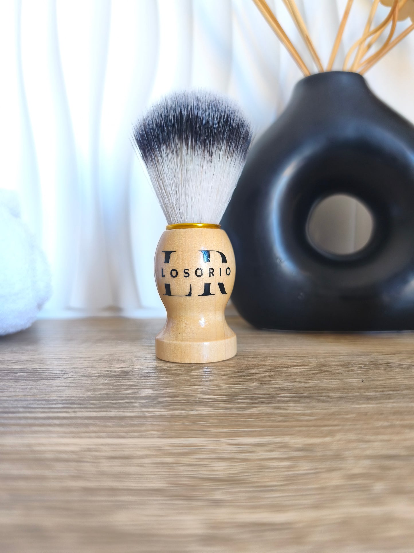 Blaireau en bois massif bague dorée