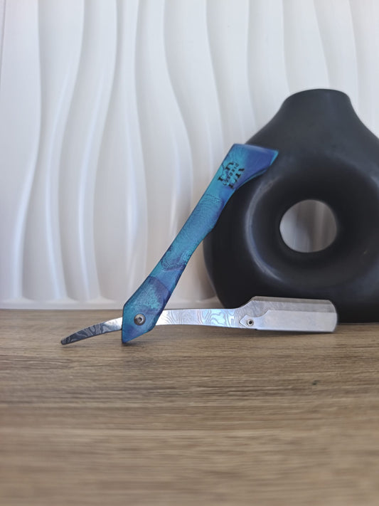 Shavette bois bleu turquoise et bleu mer