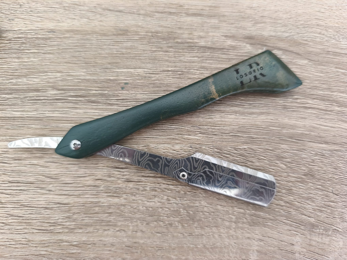 Shavette bois kaki et dorée